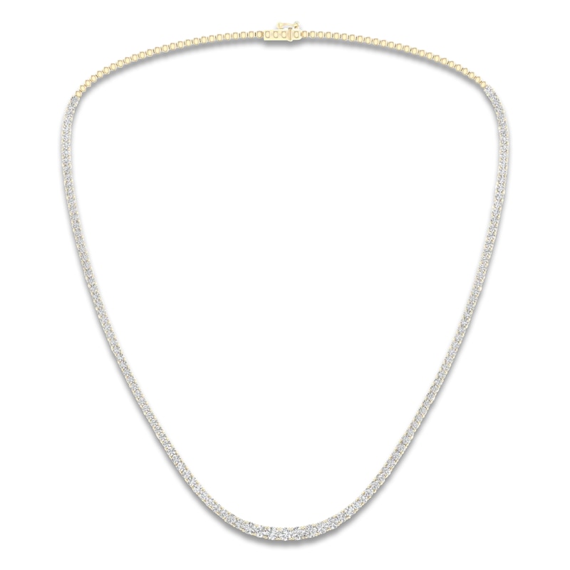 Main Image 1 of Previously Owned Lab-Created Diamond Tennis Necklace 7 ct tw Round 14K Yellow Gold