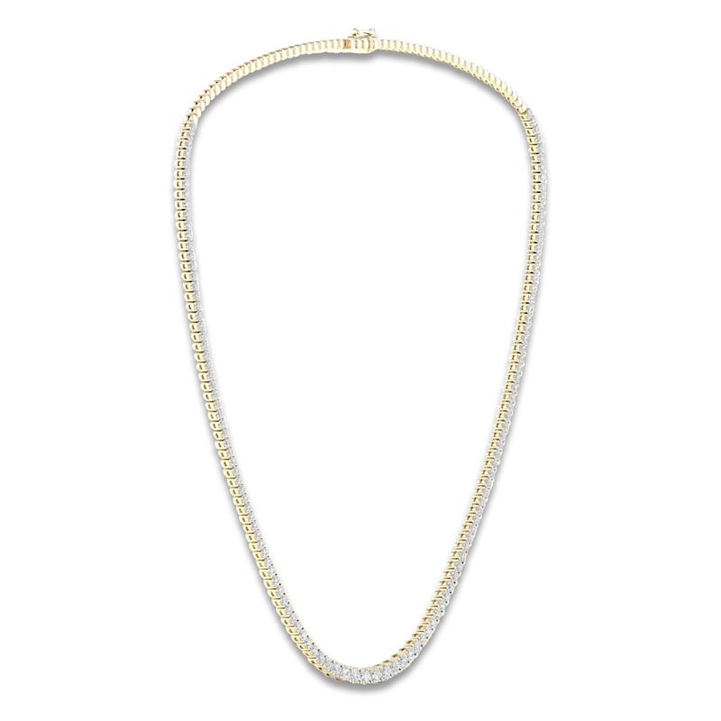 Main Image 2 of Previously Owned Lab-Created Diamond Tennis Necklace 7 ct tw Round 14K Yellow Gold