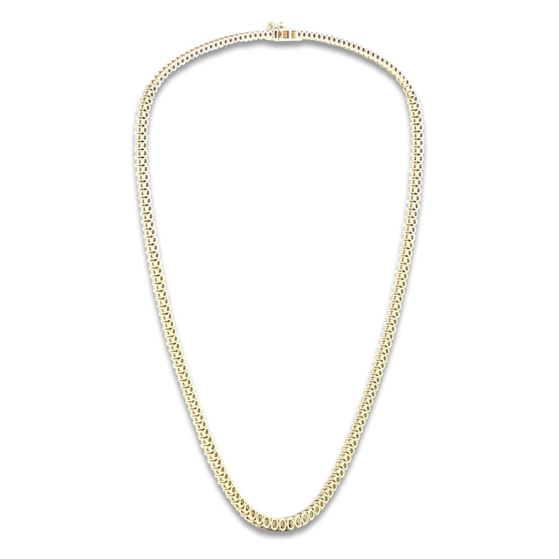 Main Image 3 of Previously Owned Lab-Created Diamond Tennis Necklace 7 ct tw Round 14K Yellow Gold