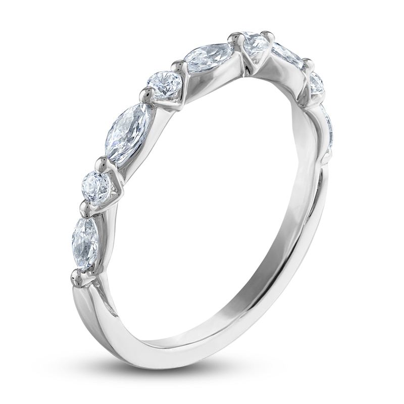 Main Image 2 of Previously Owned Diamond Anniversary Band 1/2 ct tw Round/Marquise 14K White Gold