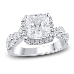 Previously Owned Lab-Created Diamond Engagement Ring 2-7/8 ct tw Princess/Round 14K White Gold