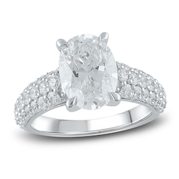 Previously Owned Lab-Created Diamond Engagement Ring 4 ct tw Oval/Round 14K White Gold