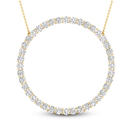 Previously Owned Lab-Created Diamond Circle Pendant Necklace 2 ct tw Round 14K Yellow Gold 18&quot;