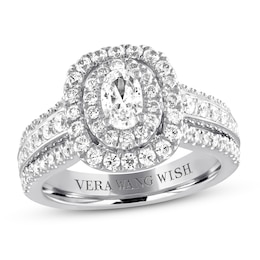 Previously Owned Vera Wang WISH Oval Engagment Diamond Ring 1-3/8 ct tw 14K White Gold