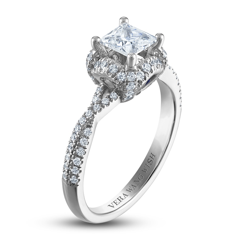 Main Image 2 of Previously Owned Vera Wang WISH Diamond Engagement Ring 1-1/5 ct tw Princess/Round 14K White Gold