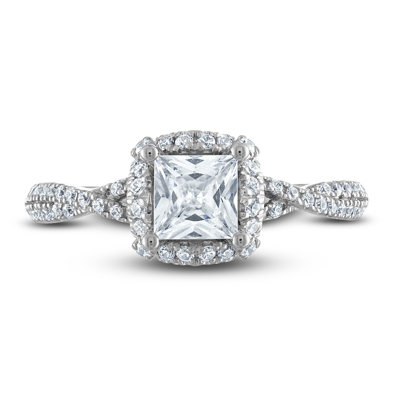 Main Image 3 of Previously Owned Vera Wang WISH Diamond Engagement Ring 1-1/5 ct tw Princess/Round 14K White Gold