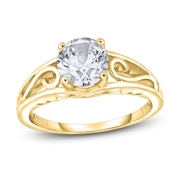 Diamond Solitaire Scroll Engagement Ring 1/4 ct tw Round 14K Yellow Gold (I2/I)