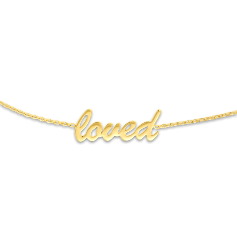 "LOVED" Choker Necklace 14K Yellow Gold 16" Adj.