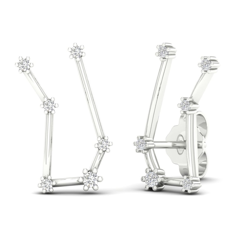 Main Image 4 of Diamond Gemini Constellation Earrings 1/8 ct tw Round 14K White Gold