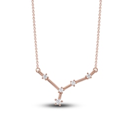 Diamond Cancer Constellation Pendant Necklace 1/6 ct tw Round 14K Rose Gold