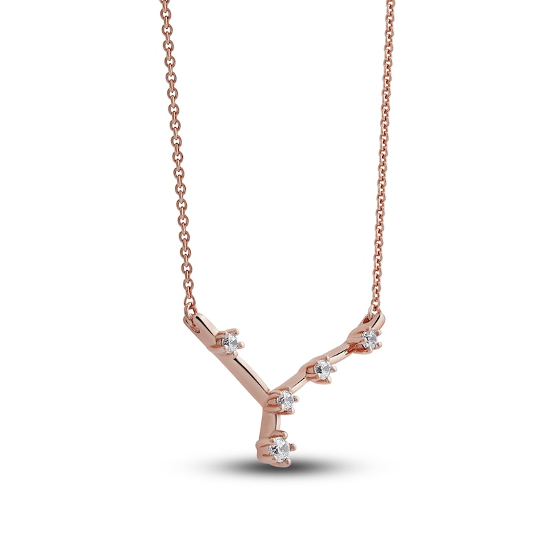 Diamond Cancer Constellation Pendant Necklace 1/6 ct tw Round 14K Rose Gold