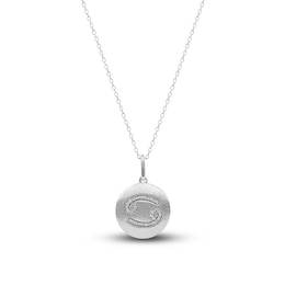 Diamond Cancer Zodiac Pendant Necklace 1/10 ct tw Round 14K White Gold