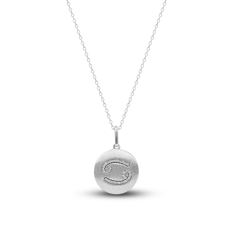 Main Image 1 of Diamond Cancer Zodiac Pendant Necklace 1/10 ct tw Round 14K White Gold