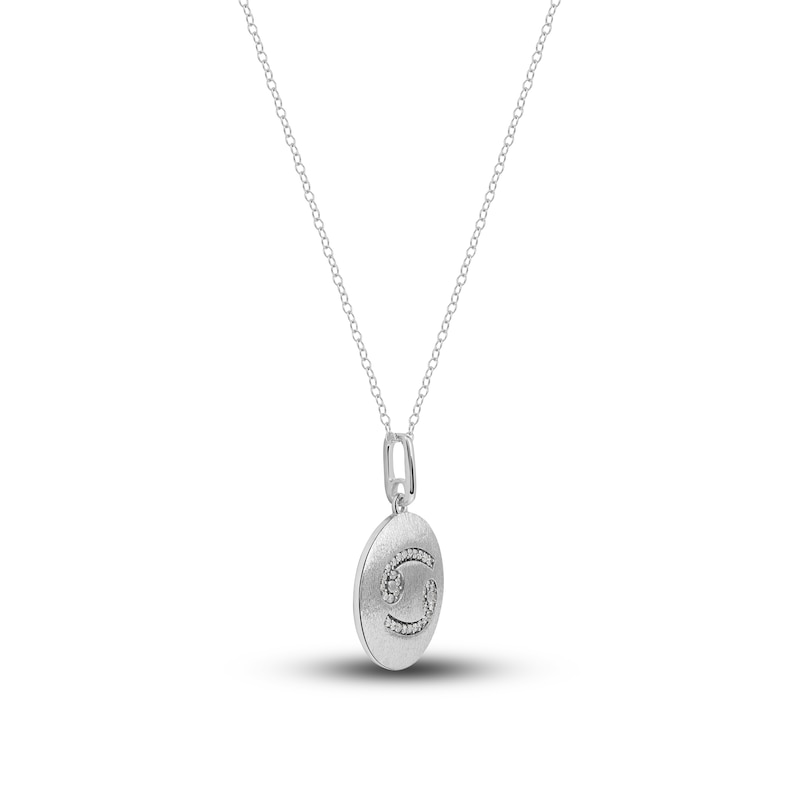 Main Image 2 of Diamond Cancer Zodiac Pendant Necklace 1/10 ct tw Round 14K White Gold