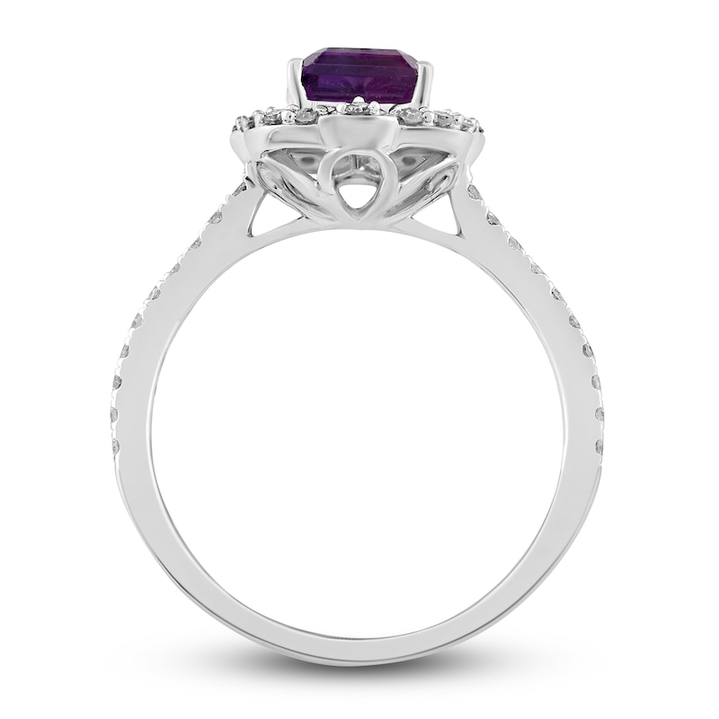 Main Image 3 of Natural Amethyst Engagement Ring 1/4 ct tw Diamonds 14K White Gold