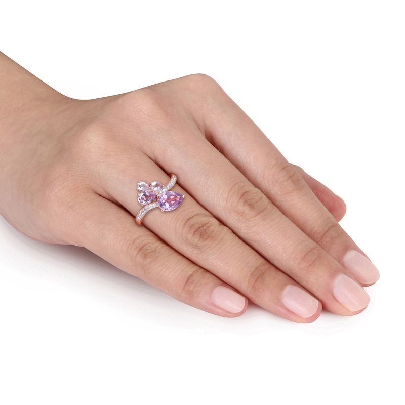 Natural Amethyst Ring 1/10 ct tw Diamonds 14K Rose Gold