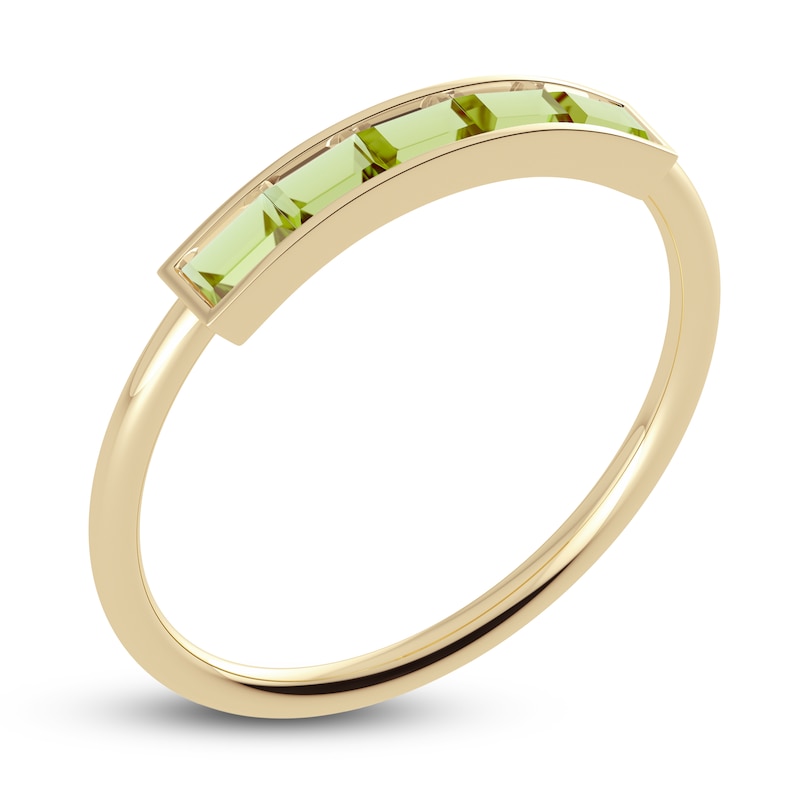 Juliette Maison Natural Peridot Baguette Bar Ring 10K Yellow Gold