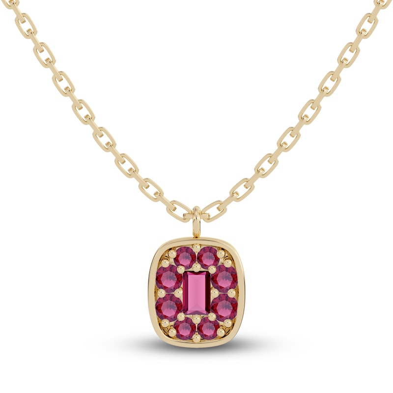 Juliette Maison Natural Rhodolite Garnet Pendant Necklace 10K Yellow Gold