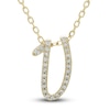 Thumbnail Image 1 of Diamond Initial V Pendant Necklace 1/10 ct tw Round 10K Yellow Gold 18&quot;