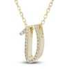 Thumbnail Image 2 of Diamond Initial V Pendant Necklace 1/10 ct tw Round 10K Yellow Gold 18&quot;