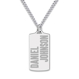 Engravable Dog Tag Necklace Sterling Silver 22&quot;