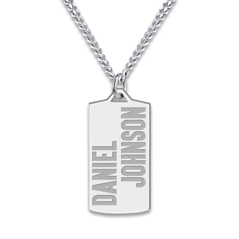 Main Image 1 of Engravable Dog Tag Necklace Sterling Silver 22&quot;