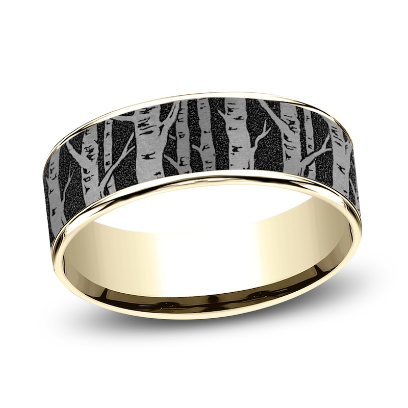 Main Image 1 of Men's Birch Wedding Band Titanium/14K Yellow Gold 7.5mm