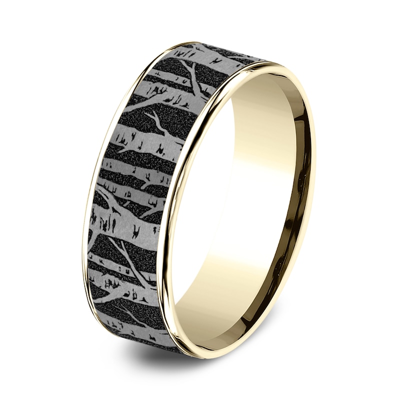 Main Image 2 of Men's Birch Wedding Band Titanium/14K Yellow Gold 7.5mm