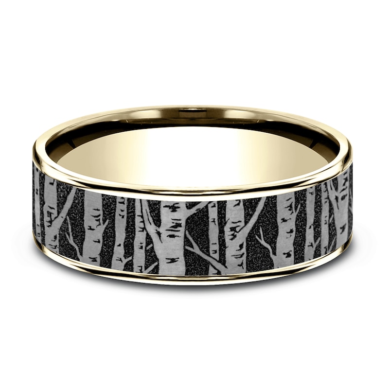 Main Image 3 of Men's Birch Wedding Band Titanium/14K Yellow Gold 7.5mm