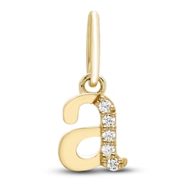 Initial A Necklace Charm Diamond Accents 10K Yellow Gold