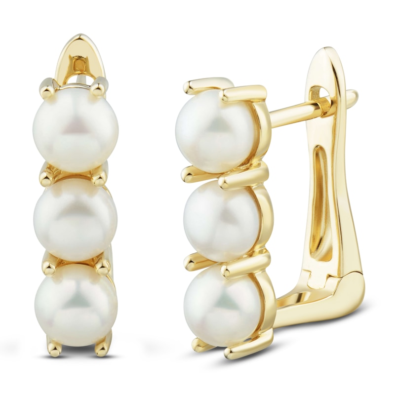 Freshwater Cultured Pearl Hoop Earrings 14K Yellow Gold