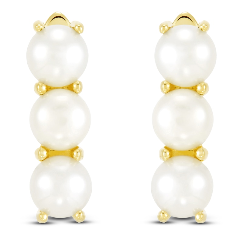 Main Image 2 of Freshwater Cultured Pearl Hoop Earrings 14K Yellow Gold