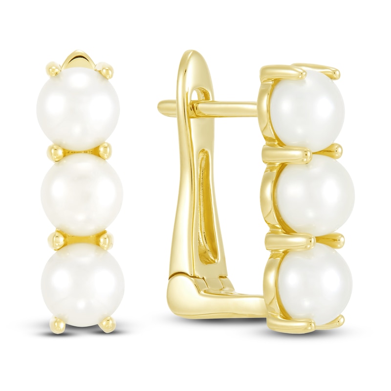 Freshwater Cultured Pearl Hoop Earrings 14K Yellow Gold