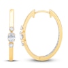 Thumbnail Image 2 of Diamond 3-Stone Hoop Earrings 1/2 ct tw Oval/Round 14K Yellow Gold