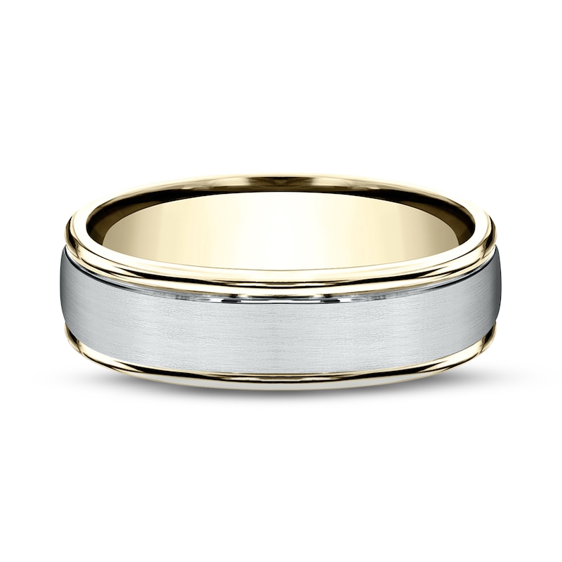 Main Image 3 of Satin Wedding Band 14K Two-Tone Gold 6.0mm