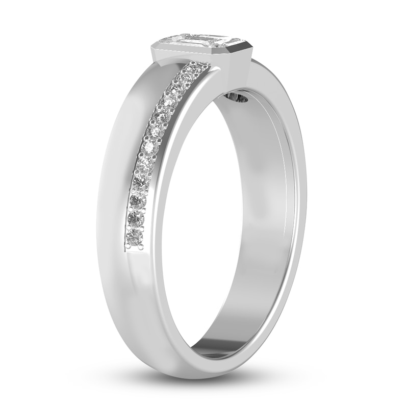 Main Image 2 of Diamond Engagement Ring 1/2 ct tw Round/Baguette 14K White Gold