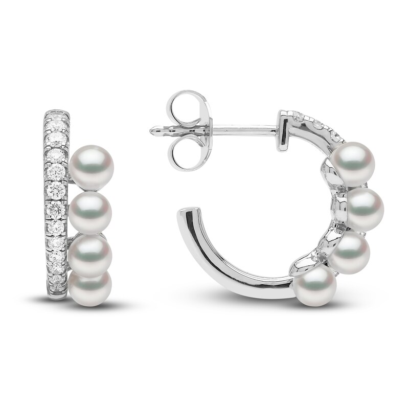 Main Image 2 of Yoko London Akoya Cultured Pearl Earrings 1/3 ct tw Diamonds 18K White Gold