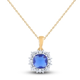 Natural Tanzanite Pendant Necklace 1/6 ct tw Round 14K Yellow Gold 18&quot;