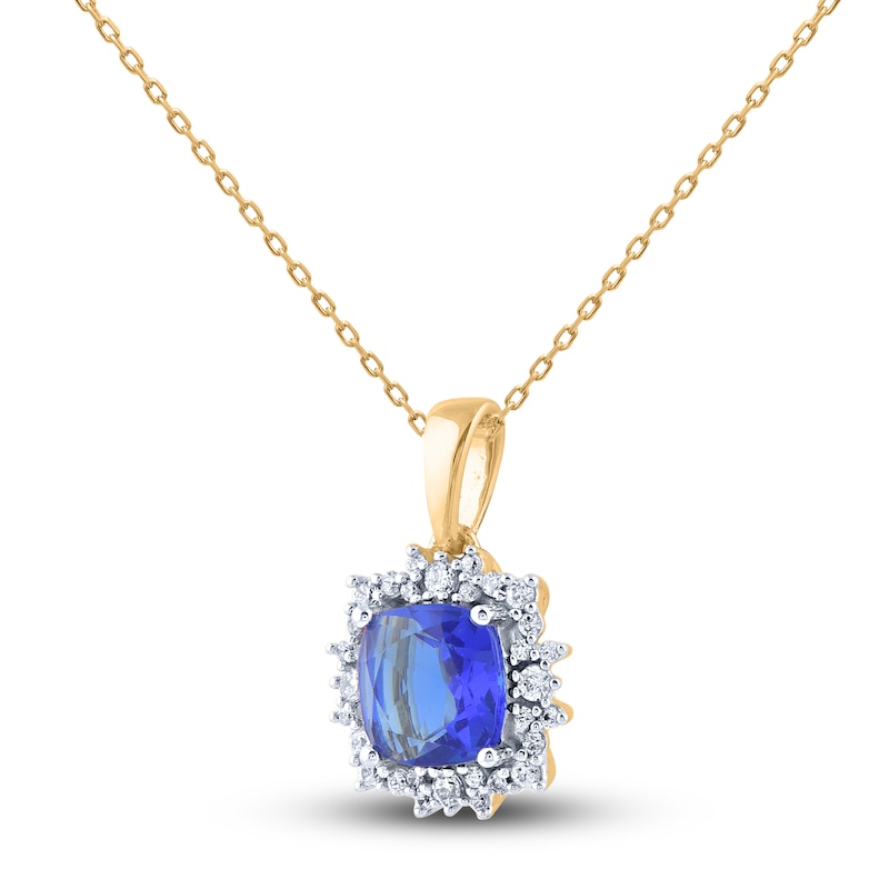 Main Image 2 of Natural Tanzanite Pendant Necklace 1/6 ct tw Round 14K Yellow Gold 18&quot;