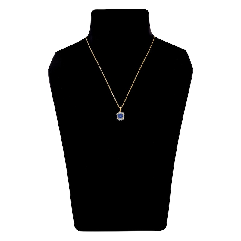 Main Image 5 of Natural Tanzanite Pendant Necklace 1/6 ct tw Round 14K Yellow Gold 18&quot;