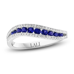 LALI Jewels Natural Blue Sapphire & Diamond Ring 1/5 ct tw 14K White Gold