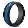 Thumbnail Image 2 of Men's Stripe Wedding Band Black & Blue Tungsten Carbide 8mm