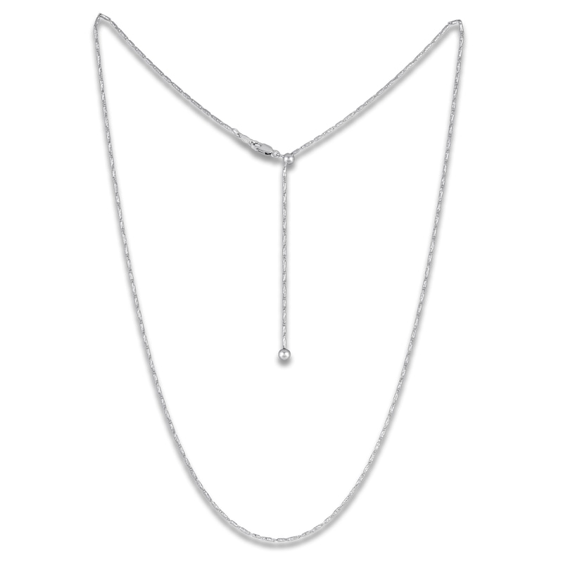 Solid Adjustable Diamond-Cut Snail Link Chain Necklace 1.3mm Sterling Silver 24"