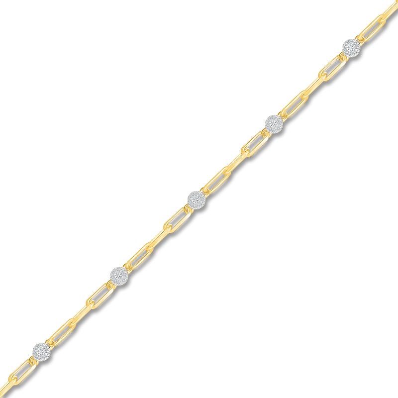 Main Image 2 of Multi-Diamond Station Paperclip Chain Bracelet 1/3 ct tw 10K Yellow Gold 7.5&quot;