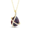 Thumbnail Image 0 of Pear-Shaped Natural Garnet & Diamond Crossover Necklace 1/15 ct tw 14K Yellow Gold