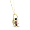 Thumbnail Image 1 of Pear-Shaped Natural Garnet & Diamond Crossover Necklace 1/15 ct tw 14K Yellow Gold