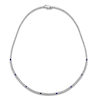 Thumbnail Image 1 of Blue Nile X Jared Baguette-Cut Natural Blue Sapphire & Diamond Tennis Necklace 2 ct tw 14K White Gold