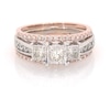 Thumbnail Image 1 of Previously Owned Princess-Cut Diamond Three-Stone Bridal Set 1-1/5 ct tw 14K Two-Tone Gold Size 8