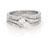 Thumbnail Image 1 of Previously Owned Round-Cut Diamond Two-Stone Bridal Set 7/8 ct tw 14K White Gold Size 7