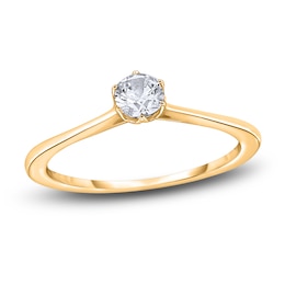 Diamond Cathedral Solitaire Engagement Ring 1/4 ct tw Round 14K Yellow Gold (I2/I)